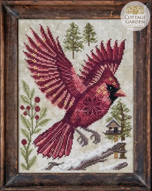 The Northern Cardinal cross stitch pattern from Cottage Garden Samplings CGS-1132