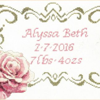 Rose Birth Announcement cross stitch pattern from Cherry Lane Designs CLD-ROS