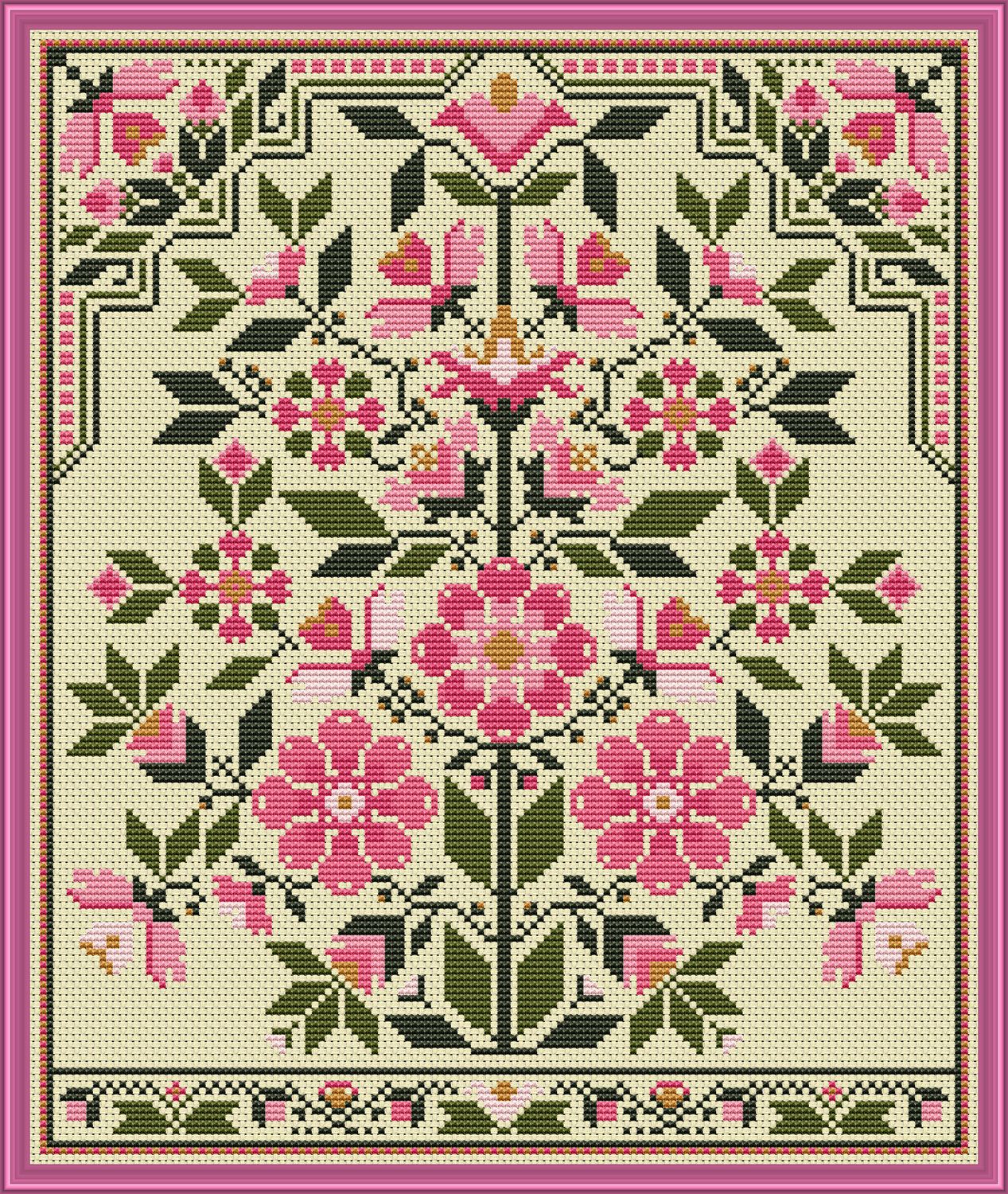 Petals of Pink cross stitch pattern from Carolyn Manning Designs CMD-PET