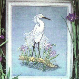 Snowy Egret cross stitch pattern from Crossed Wing Collection CRW-043