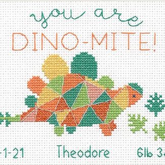 Dino-Mite Birth Record cross stitch kit from Dimensions DM-65210