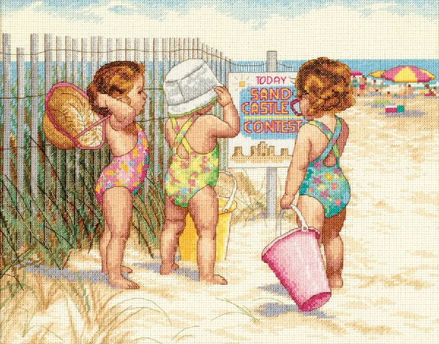 Beach Babies cross stitch kit from Dimensions DM-35216