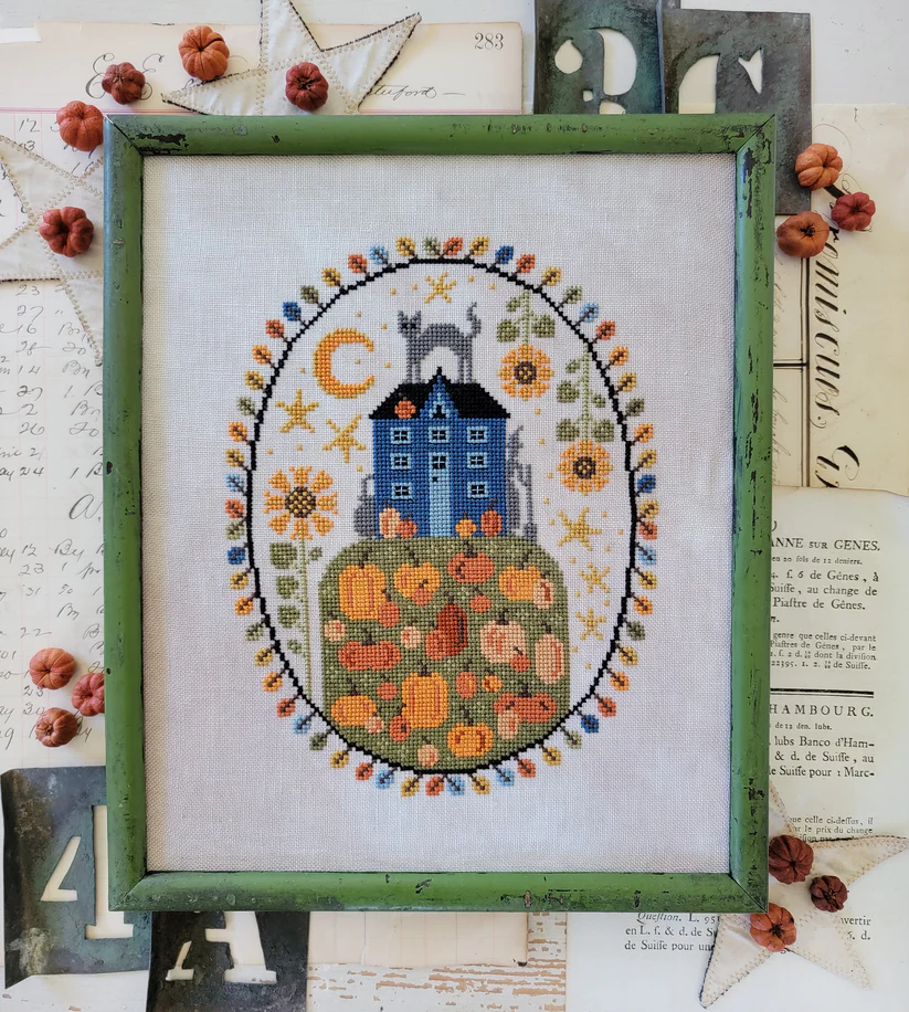 House on Pumpkin Hill cross stitch pattern from Hello from Liz Mathews HLM-HOU