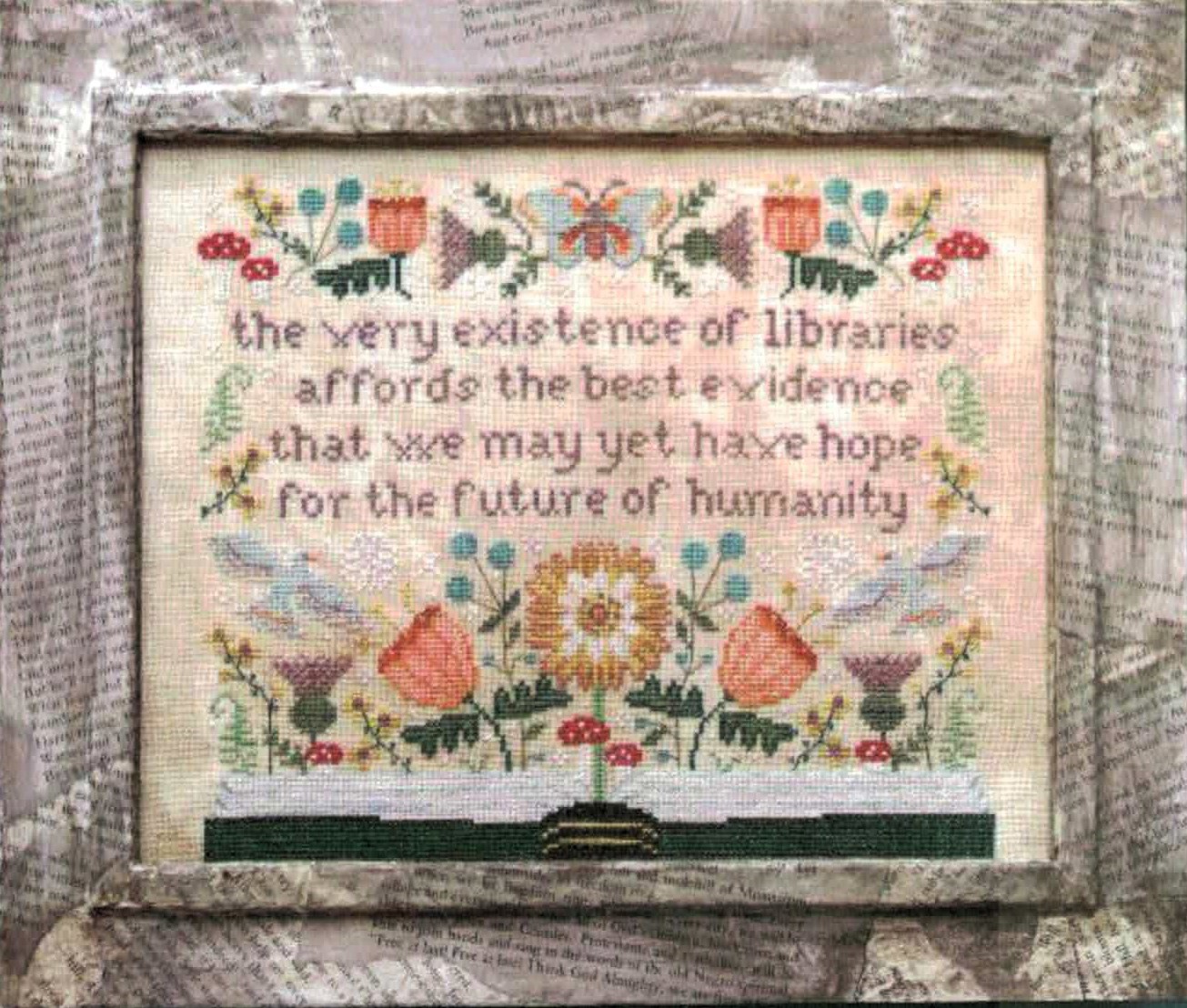 An Ode to Libraries cross stitch pattern from Heartstring Samplery HSS-ANO