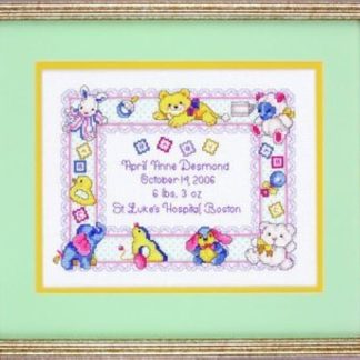 The Nursery Announcement cross stitch kit from JCA JCA-04436