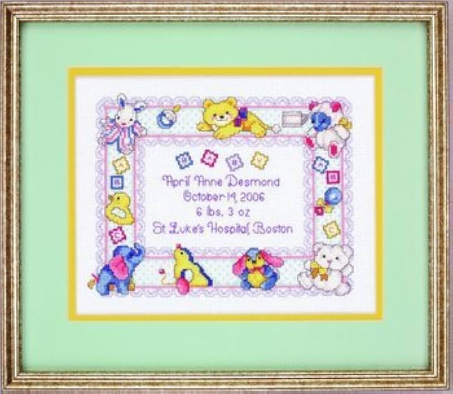 The Nursery Announcement cross stitch kit from JCA JCA-04436