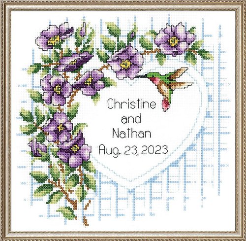 Garden Trellis Wedding Announcement cross stitch kit from Janlynn JL-0130347