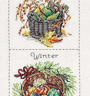 Seasonal Baskets cross stitch kit from Janlynn JL-0150245