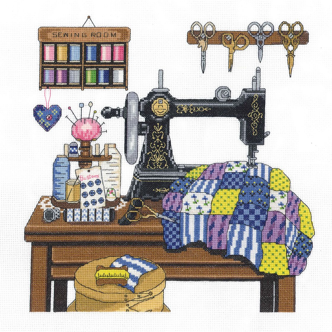 Antique Sewing Room cross stitch kit from Janlynn JL-0170100
