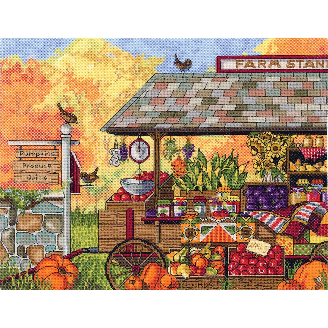 Buck's County Farm Stand cross stitch kit from Janlynn JL-0170111