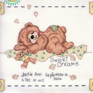 Sweet Dreams Birth Announcement cross stitch kit from Janlynn JL-0230372