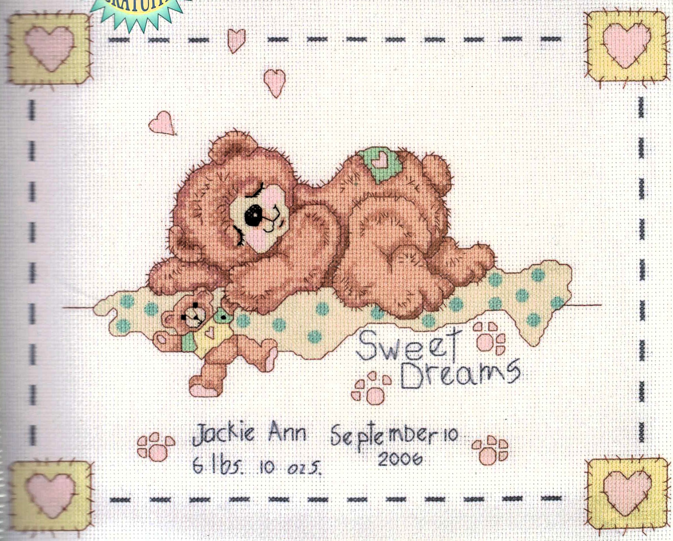 Sweet Dreams Birth Announcement cross stitch kit from Janlynn JL-0230372
