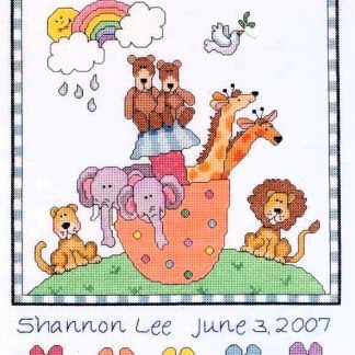 Noah's Ark Birth Announcement cross stitch kit from Janlynn JL-0230496