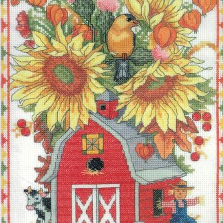 Barn Birdhouse Bouquet cross stitch kit from Janlynn JL-0530400