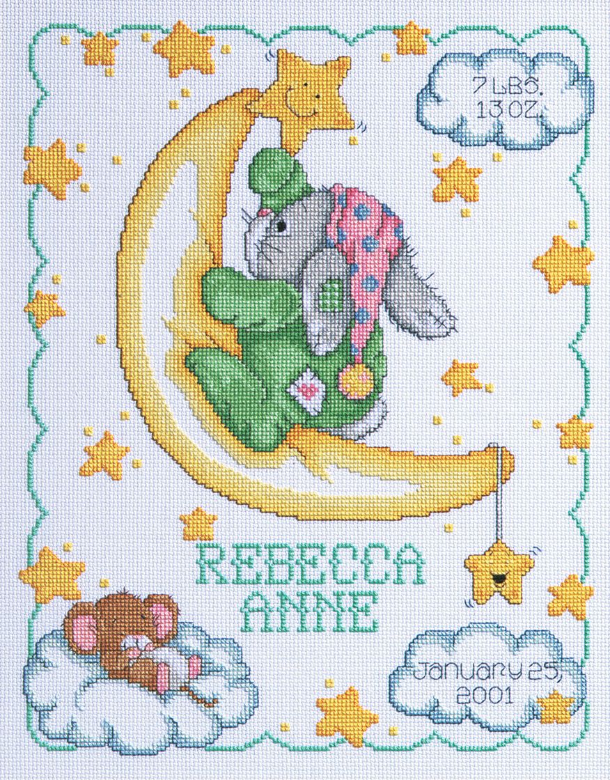 Crescent Moon Birth Announcement cross stitch kit from Janlynn JL-0630102