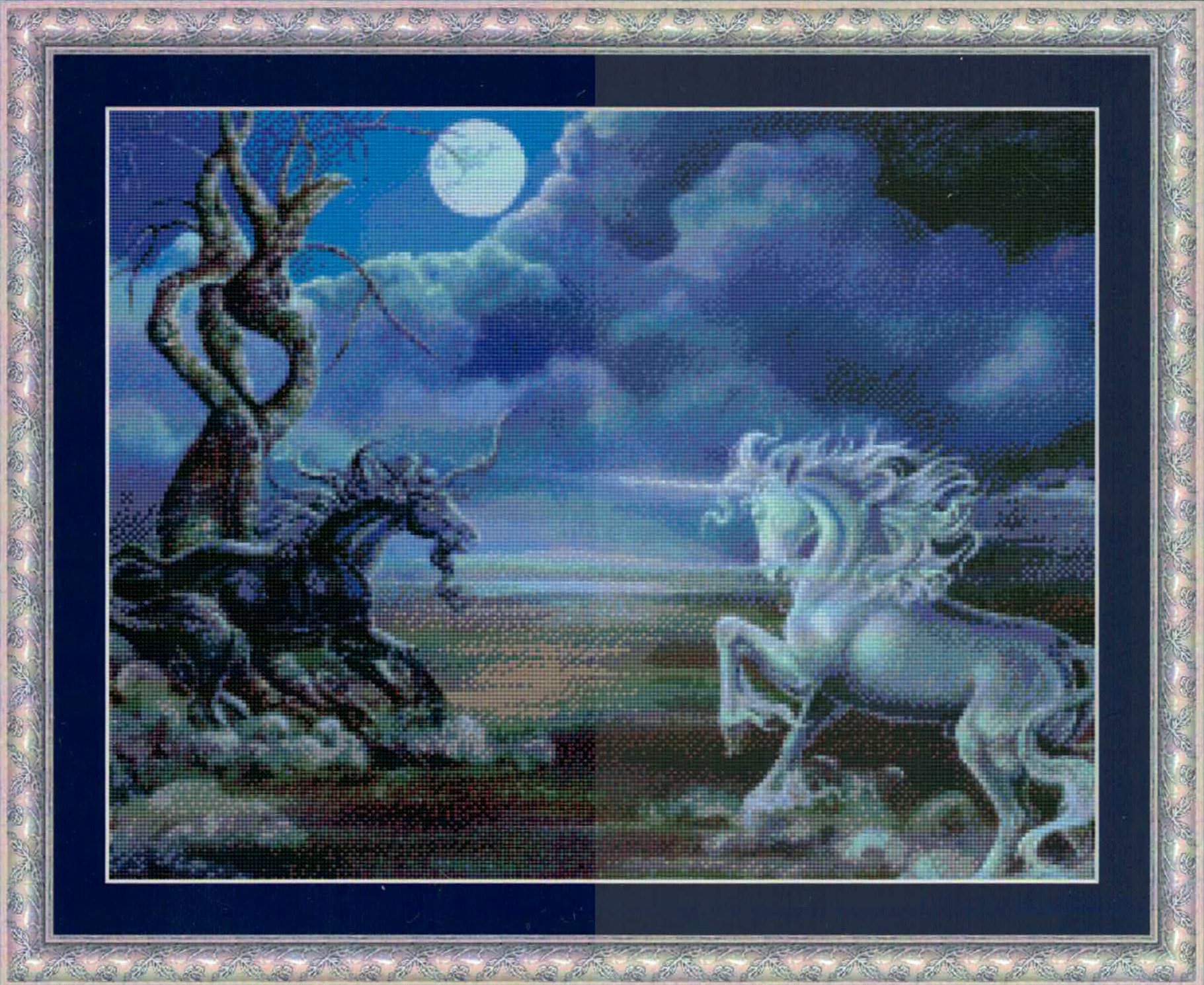 Battle of the Unicorns cross stitch pattern from Kustom Krafts KK-AF004