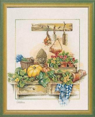 Garden Work Bench cross stitch kit from Lanarte LAN-34399