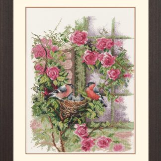 Nesting Birds in Rambler Rose cross stitch kit from Lanarte LAN-34808