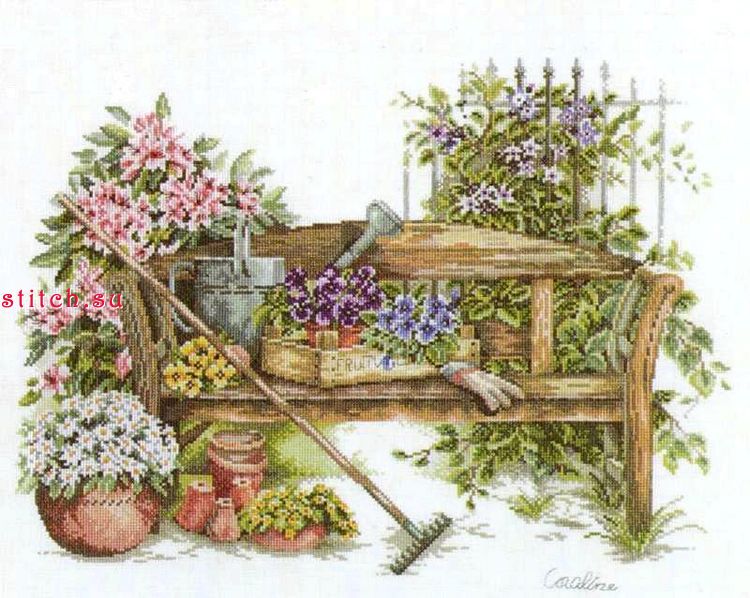 Garden Bench cross stitch kit from Lanarte LAN-PN0007968