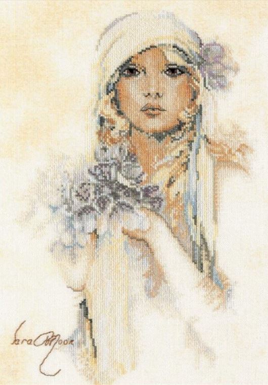 Sara Moon with Flowers cross stitch kit from Lanarte LAN-PN0008013