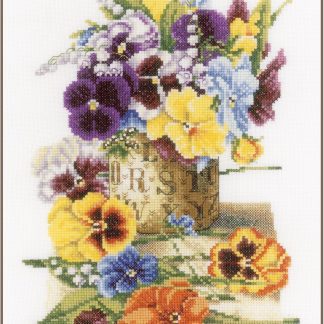 Pot of Pansies cross stitch kit from Lanarte LAN-PN0154463