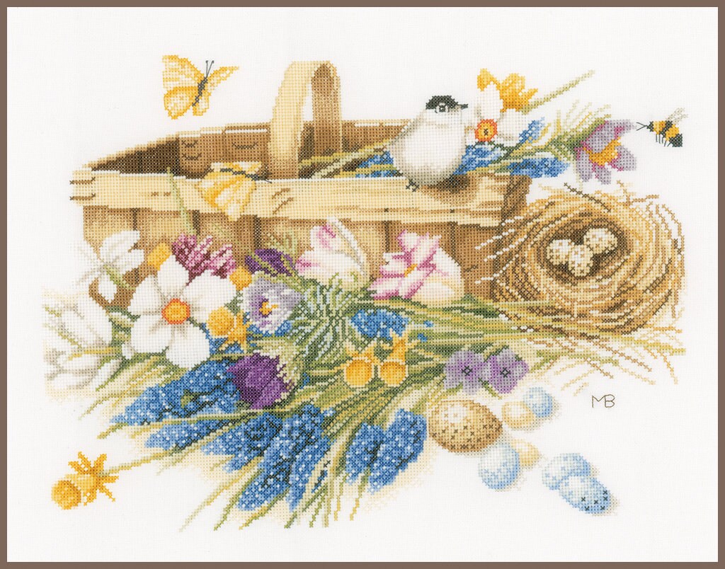 Spring Flowers Basket cross stitch kit from Lanarte LAN-PN0155028