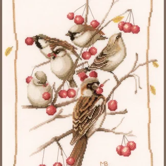 Sparrow with Red Berries cross stitch kit from Lanarte LAN-PN0162298