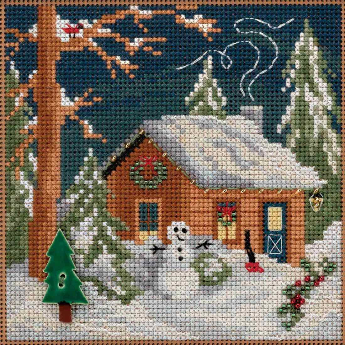 Christmas Cabin cross stitch bead kit from Mill Hill MH-141834
