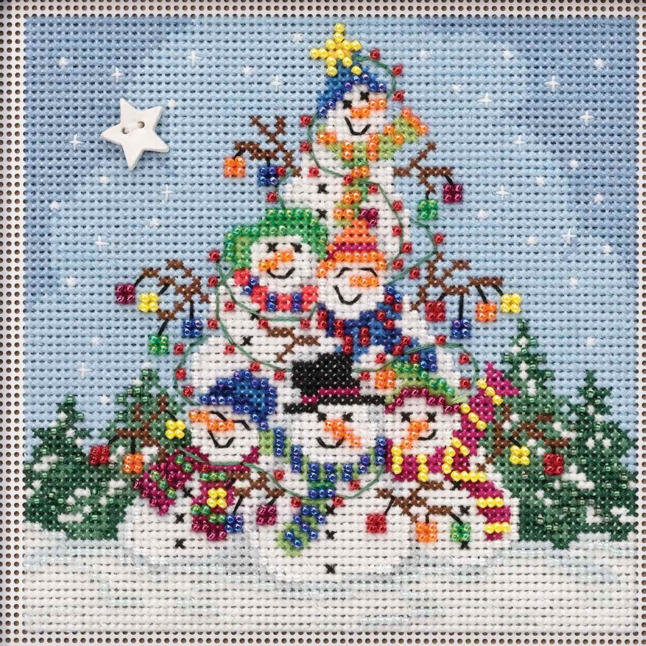 Snowman Pile cross stitch bead kit from Mill Hill MH-141932