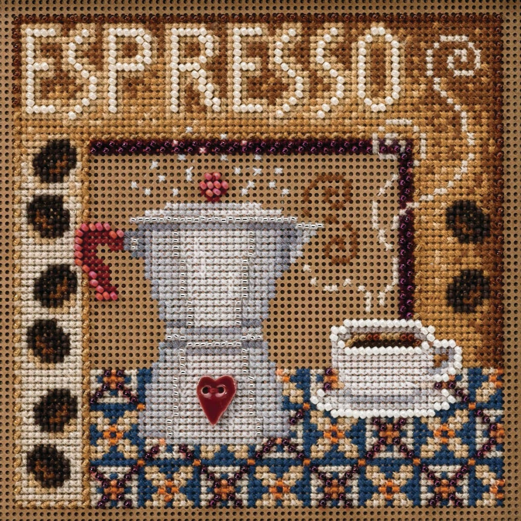 Espresso cross stitch bead kit from Mill Hill MH-142024