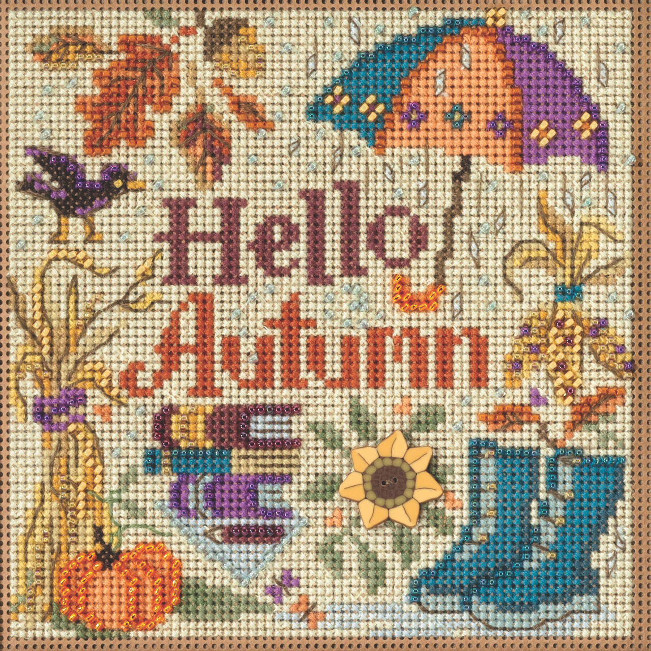 Hello Autumn cross stitch bead kit from Mill Hill MH-142323