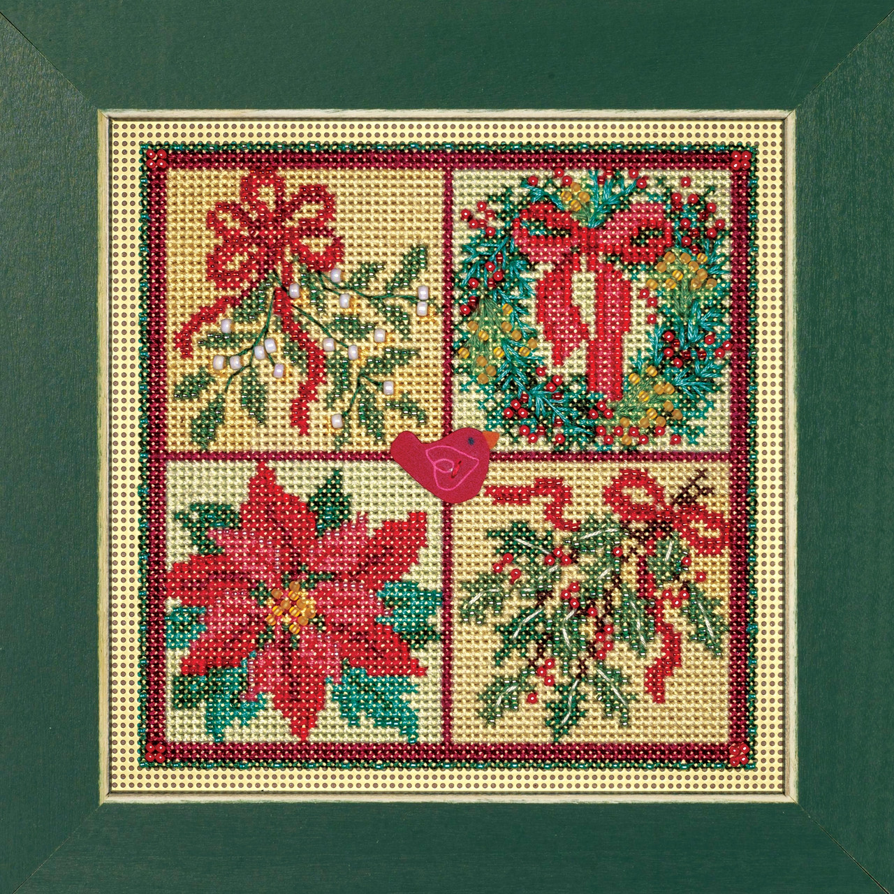 Winter Greens cross stitch bead kit from Mill Hill MH-142333