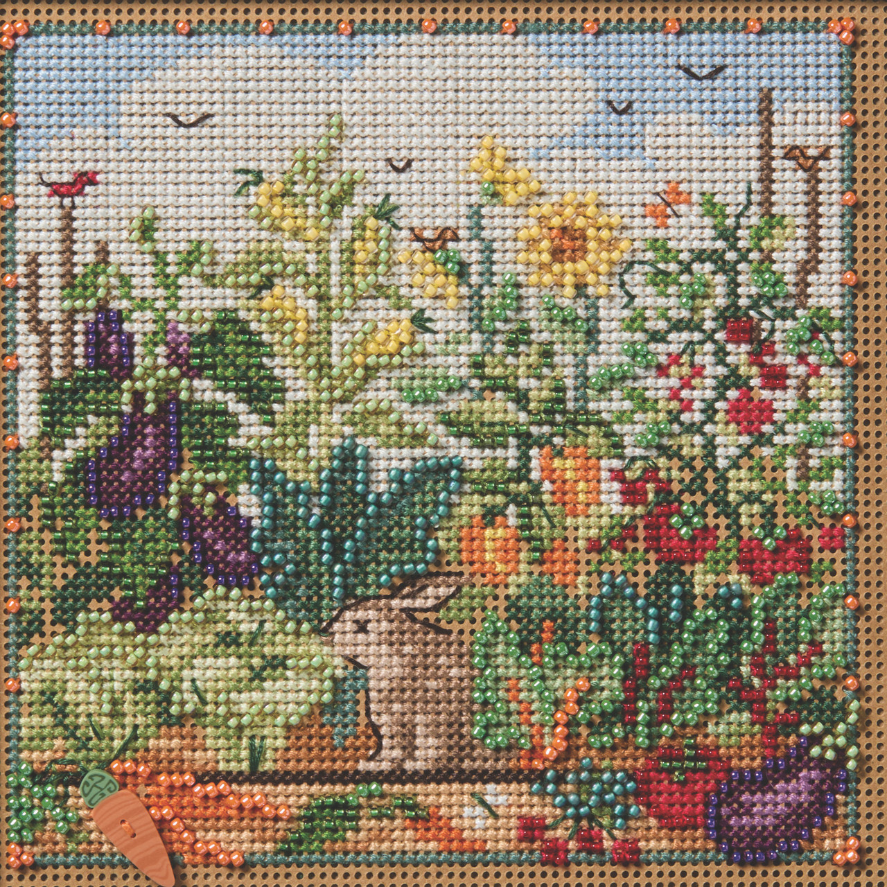 Bunny Garden cross stitch bead kit from Mill Hill MH-142513