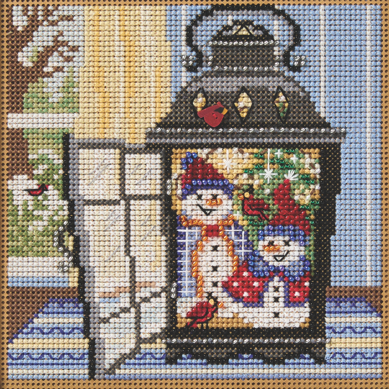 Snowman Lantern cross stitch bead kit from Mill Hill MH-142536