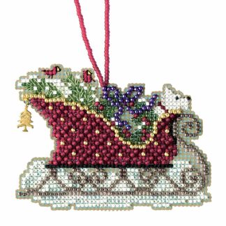 Evergreen Sleigh cross stitch bead kit from Mill Hill MH-161734
