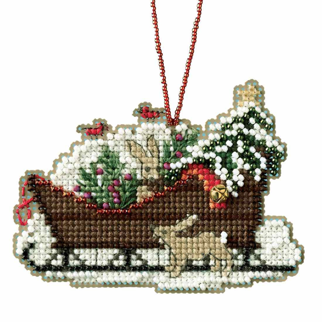 Woodland Sleigh cross stitch bead kit from Mill Hill MH-161735