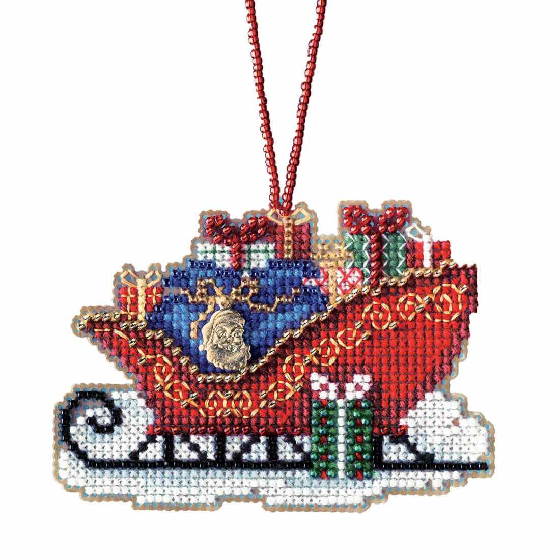 Traditional Sleigh cross stitch bead kit from Mill Hill MH-161736