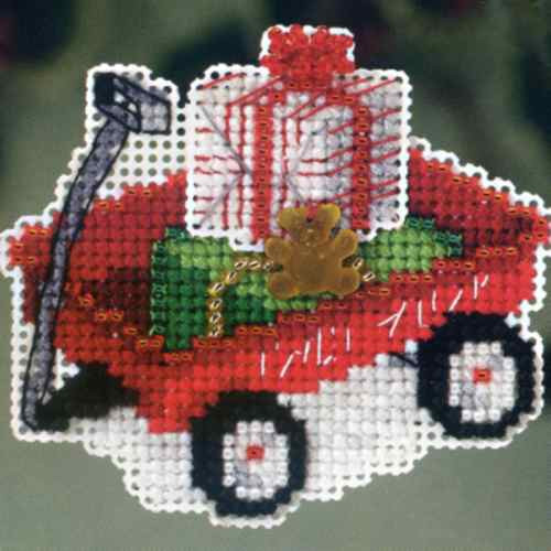Red Wagon cross stitch bead kit from Mill Hill MH-183306