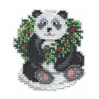 Holiday Panda cross stitch bead kit from Mill Hill MH-184304