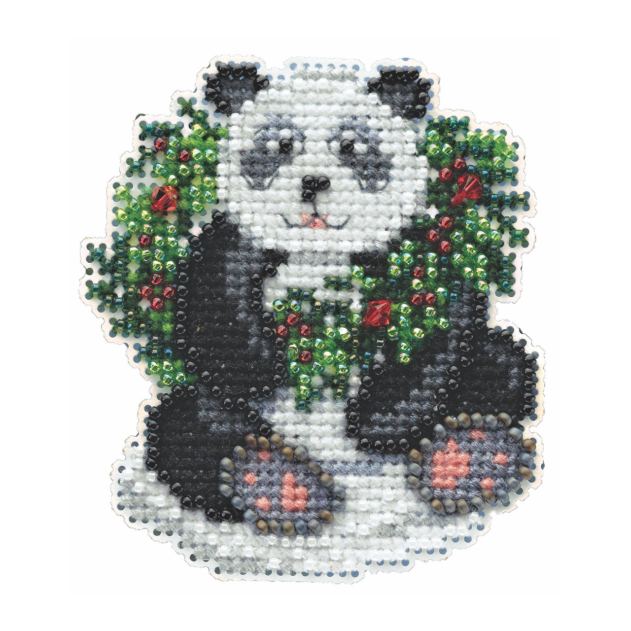 Holiday Panda cross stitch bead kit from Mill Hill MH-184304