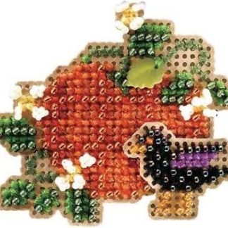 Plaid Pumpkin cross stitch bead kit from Mill Hill MH-186205