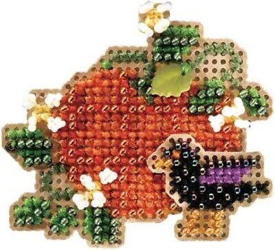 Plaid Pumpkin cross stitch bead kit from Mill Hill MH-186205