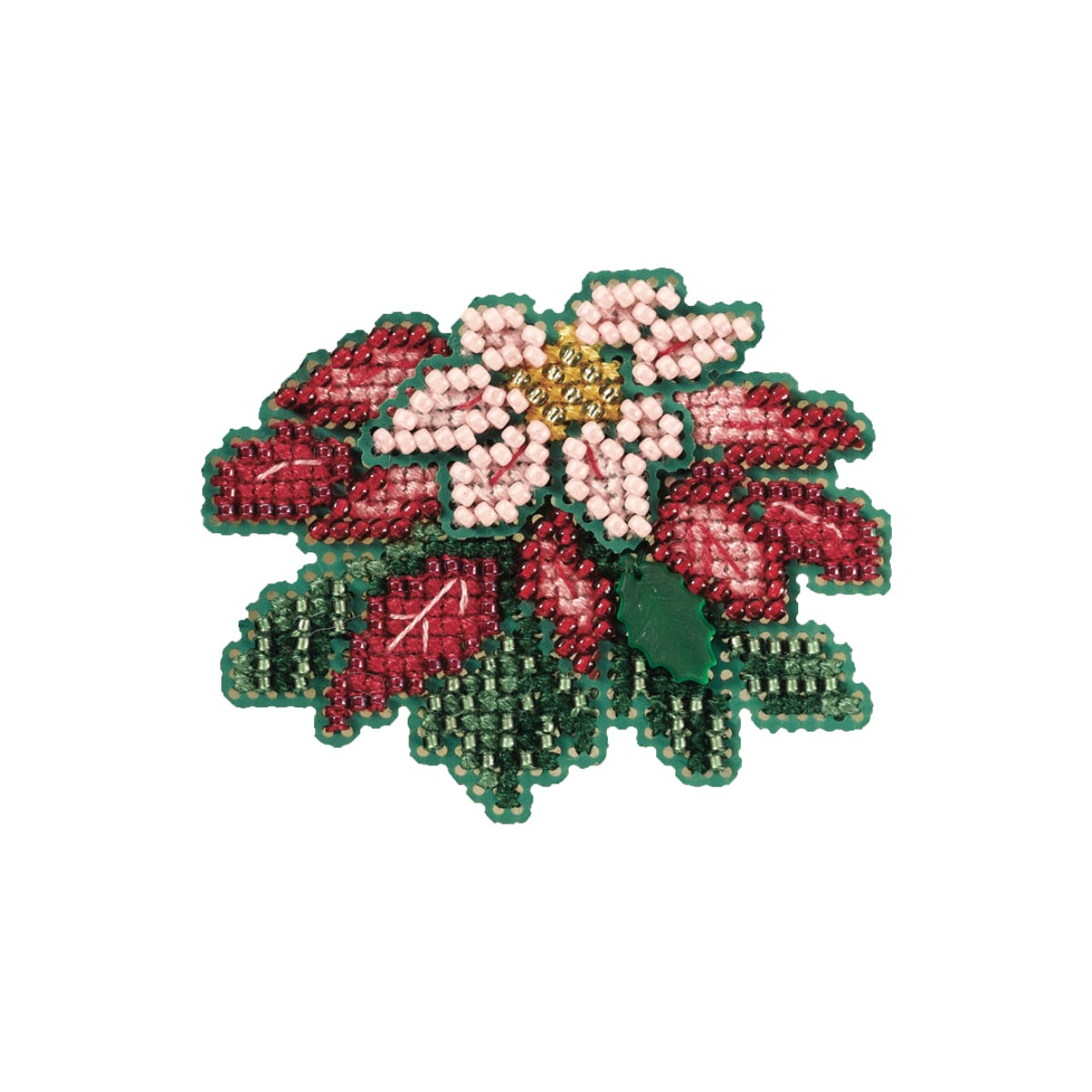 Pink Poinsettia cross stitch bead kit from Mill Hill MH-187304
