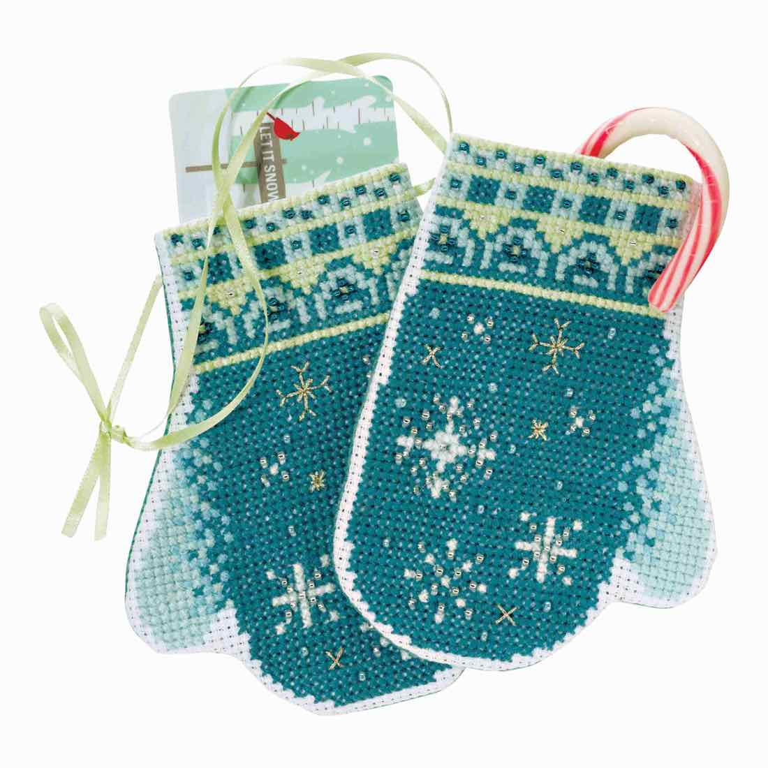 Snowflake Mittens cross stitch bead kit from Mill Hill MH-191832