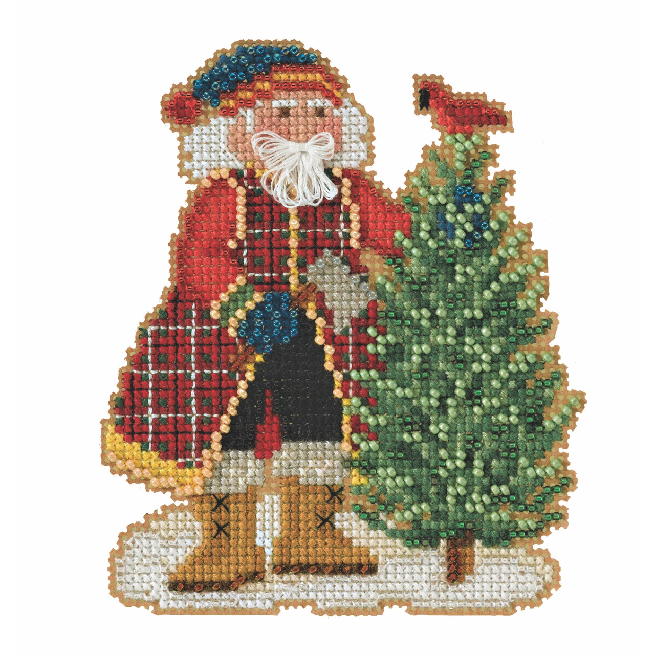 Scotch Pine Santa cross stitch bead kit from Mill Hill MH-202231