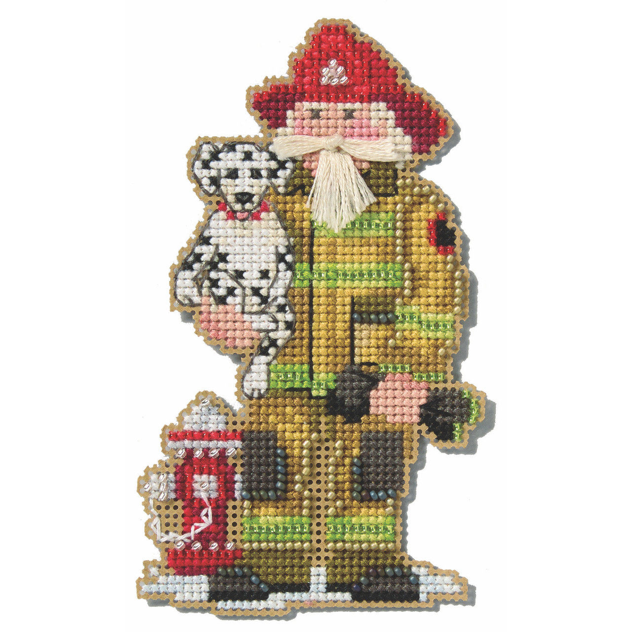 Firefighter Santa cross stitch bead kit from Mill Hill MH-202532
