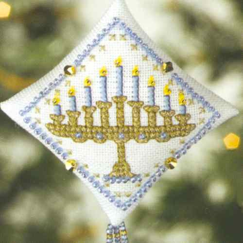 Menorah Tiny Treasured Diamond cross stitch bead kit from Mill Hill MH-228303