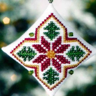 Poinsettia Tiny Treasured Diamond cross stitch bead kit from Mill Hill MH-228305