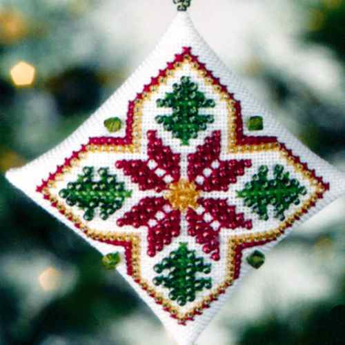 Poinsettia Tiny Treasured Diamond cross stitch bead kit from Mill Hill MH-228305