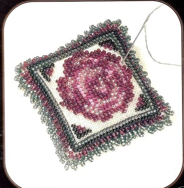 Vintage Rose Beaded Pin Pillow cross stitch bead kit from Mill Hill MH-BPP1